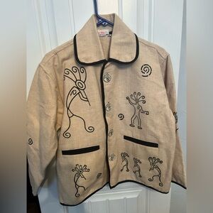 Kokopelli design Beige Jacket Wearable Art S